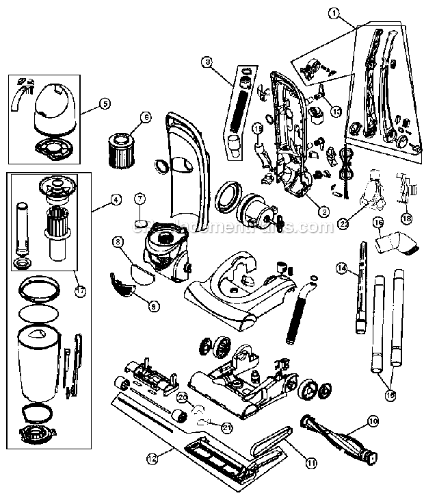 Page A Diagram and Parts List for UD40350  Dirt Devil Upright Vacuum